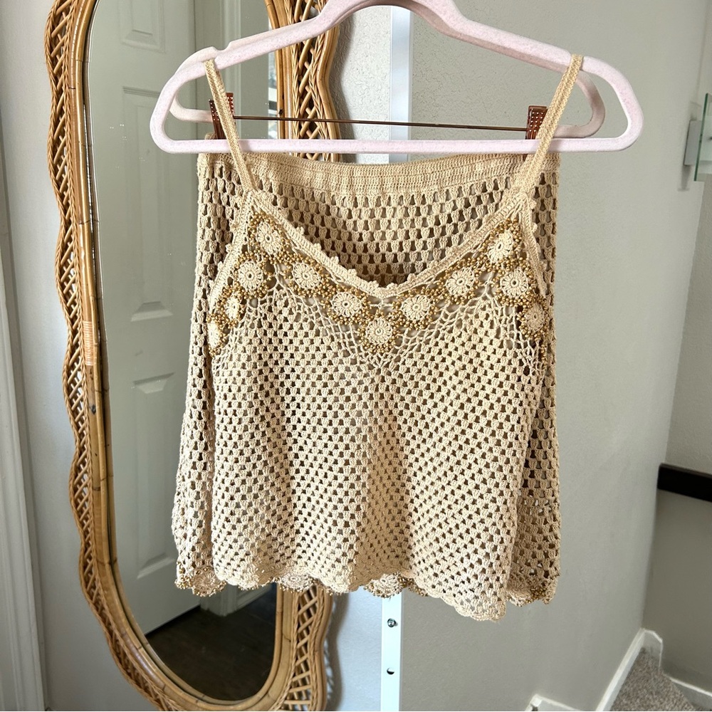 Moda International Victoria’s Secret / Vintage 2 Piece Tank Top Skirt Set Tan